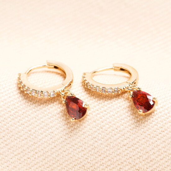 January Birthstone Huggie Hoop Earrings in Gold