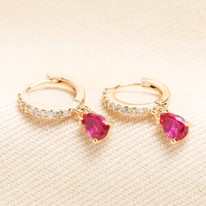 July Birthstone Huggie Hoop Earrings in Gold