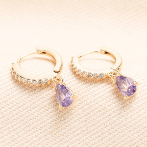 June Birthstone Huggie Hoop Earrings in Gold
