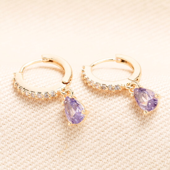 June Birthstone Huggie Hoop Earrings in Gold