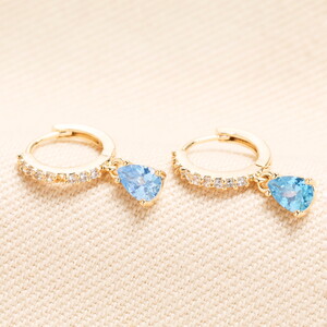 March Birthstone Huggie Hoop Earrings in Gold