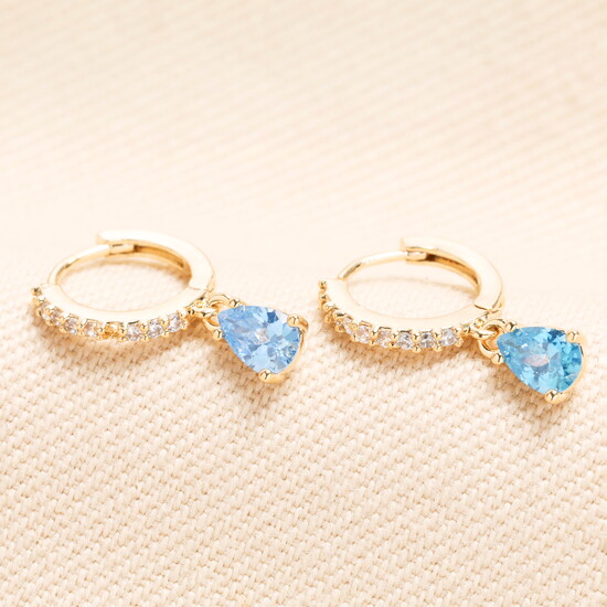 March Birthstone Huggie Hoop Earrings in Gold