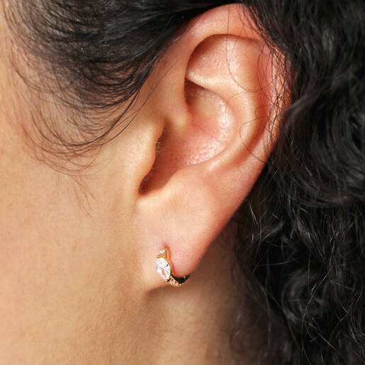 Marquise Crystal Huggie Hoop Earrings in Gold