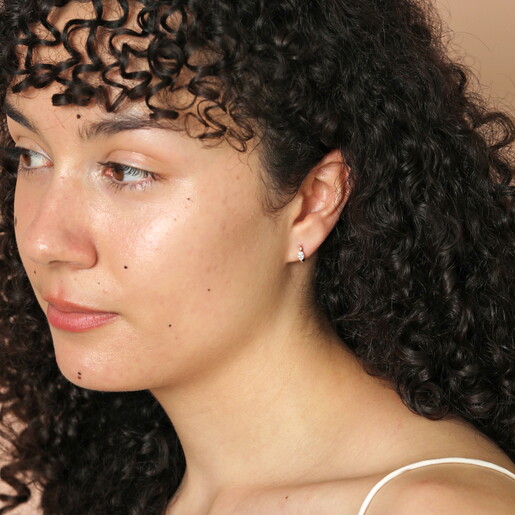 Marquise Crystal Huggie Hoop Earrings in Gold