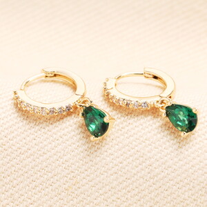 May Birthstone Huggie Hoop Earrings in Gold