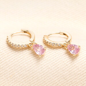 October Birthstone Huggie Hoop Earrings in Gold
