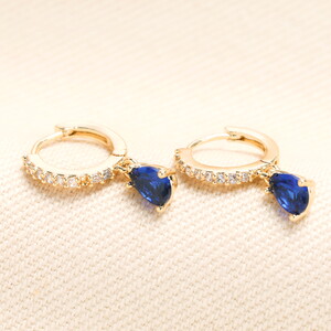 September Birthstone Huggie Hoop Earrings in Gold