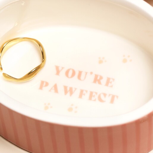 Close Up of Quote Inside Pink Oval Ceramic Dog Trinket Pot