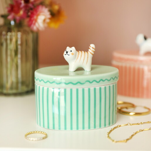 ceramic cat trinket pot