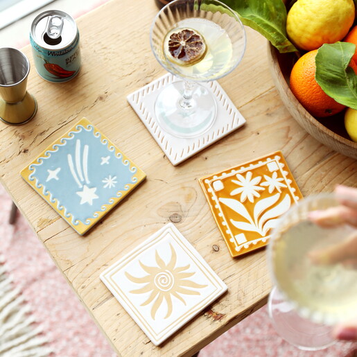 lifestyle shot of sundaze coasters