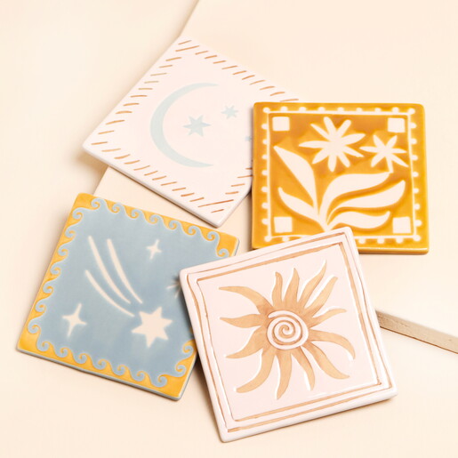 ceramic sundaze coasters set of 4