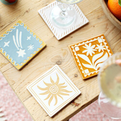 Set of 4 Celestial Square Ceramic Coasters
