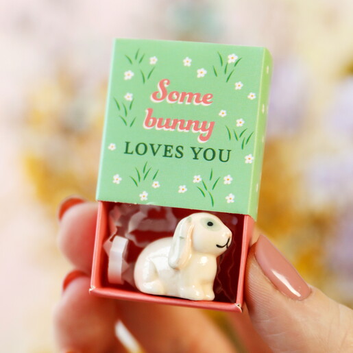 Tiny Matchbox Ceramic Bunny Token