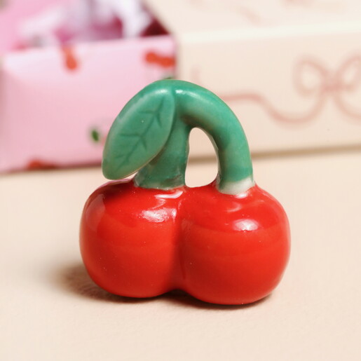 Tiny Matchbox Ceramic Cherry Token