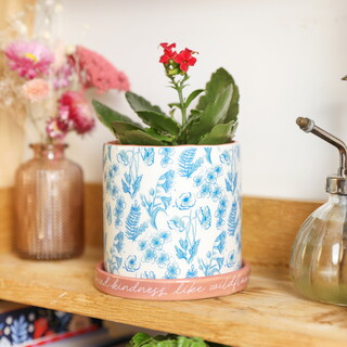 Blue Wildflower Print Planter