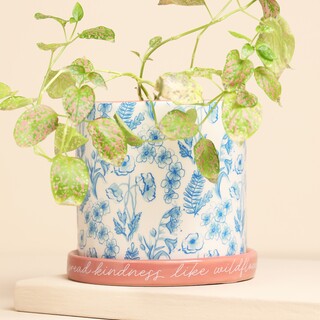 Blue Wildflower Print Planter