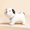 dog bud vase in white and black