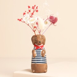 Ceramic Sausage Dog Bud Vase