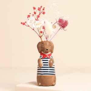 Ceramic Sausage Dog Bud Vase