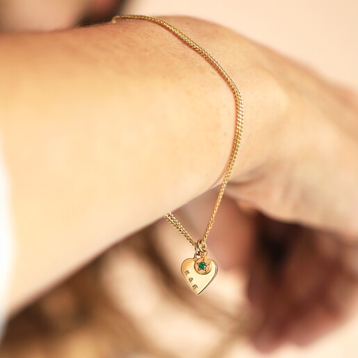 Personalised Heart and Birthstone Charm Bracelet