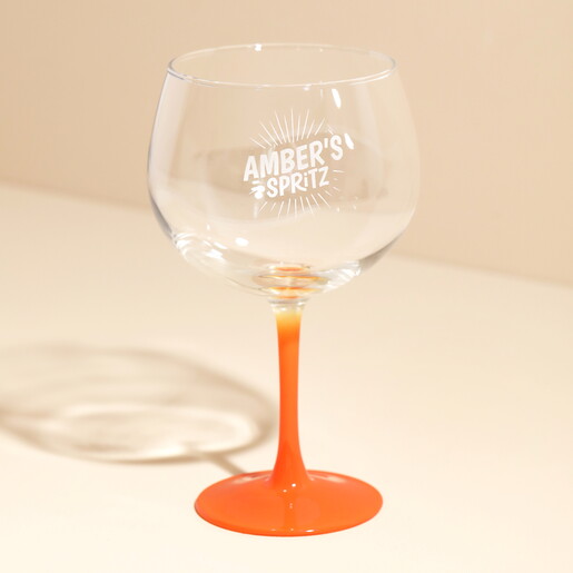 personalised balloon glass with orange stem
