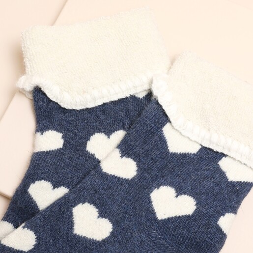 Jess & Lou Navy Heart Cosy Cuff Women's Socks