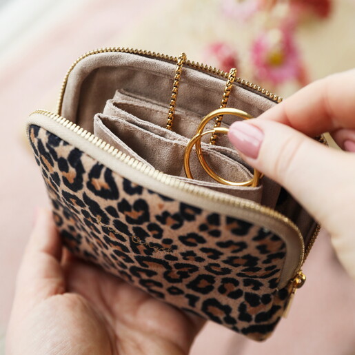 storage options of animal print pouch