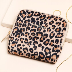 Leopard Print Square Velvet Pouch Jewellery Case