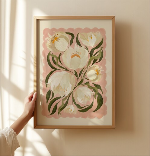 white peony print in a3
