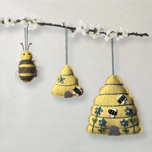 black and yellow bee felt decoration