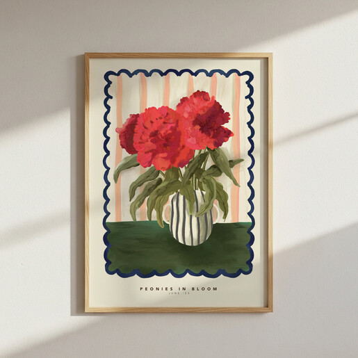 red peony A3 print by Kate Fox