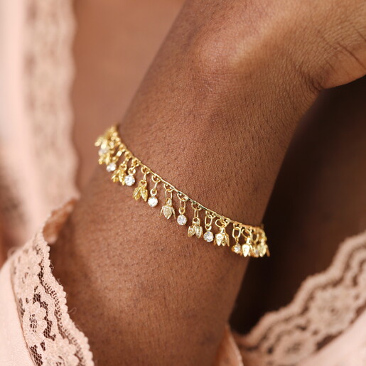 Flower Charms Bracelet in Gold