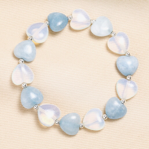 Semi Precious Blue Heart Bracelet in Silver