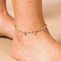 Mini Charms Blue and Yellow Beaded Anklet
