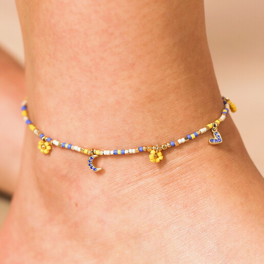 Blue and Yellow Drawstring Anklet