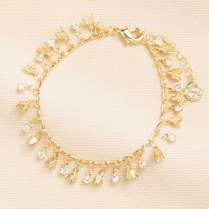 Flower Charm Anklet in Gold