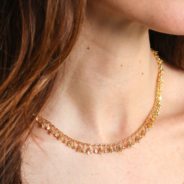 Flower Charms Necklace in Gold