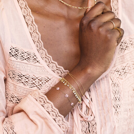 Flower Charms Bracelet in Gold
