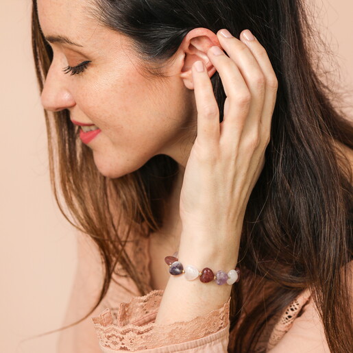 Semi Precious Stone Lilac Heart Bracelet in 