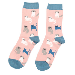 Miss Sparrow Pink Cute Kitten Socks 