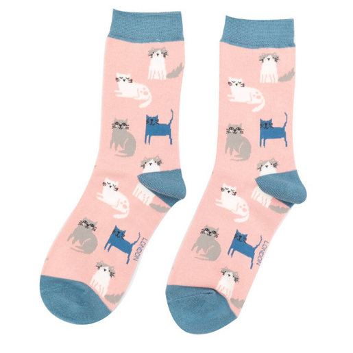 Miss Sparrow Pink Cute Kitten Socks 