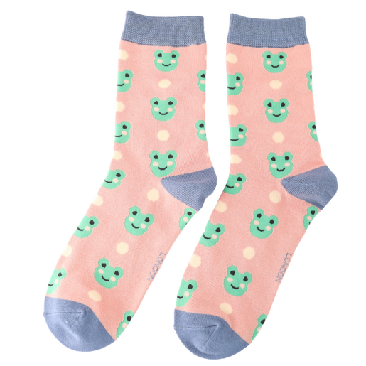 Miss Sparrow Dusky Pink Frogs & Spots Socks 