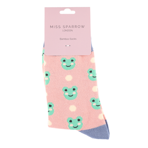 Miss Sparrow Dusky Pink Frogs & Spots Socks 