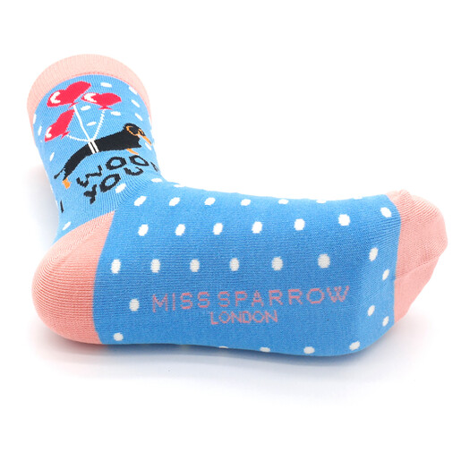 Miss Sparrow Blue I Woof You Socks 