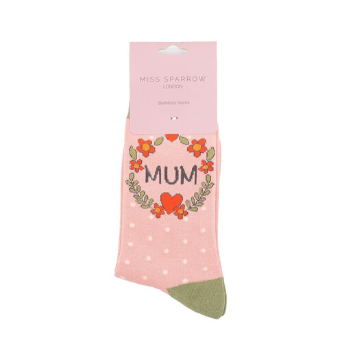 Miss Sparrow Pink Mum Wreath Socks
