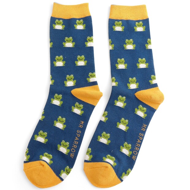 Mr Heron Men's Navy Frog Socks
