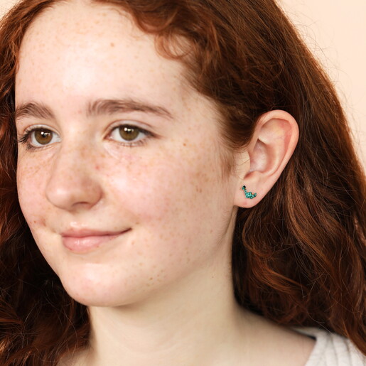 Sterling Silver Preciosa Crystal Dinosaur Stud Earrings