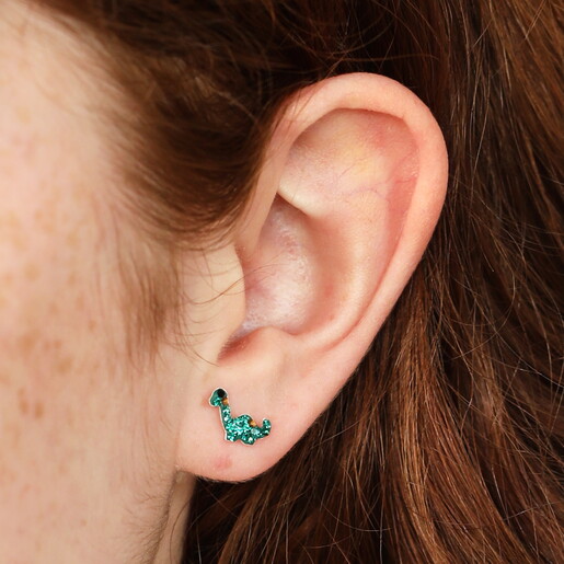 Sterling Silver Preciosa Crystal Dinosaur Stud Earrings