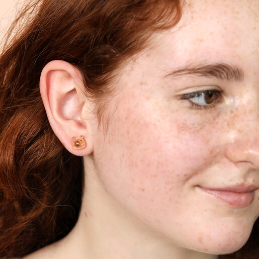 Enamel Brown Capybara Stud Earrings