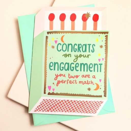 Raspberry Blossom Perfect Match Engagement Greetings Card